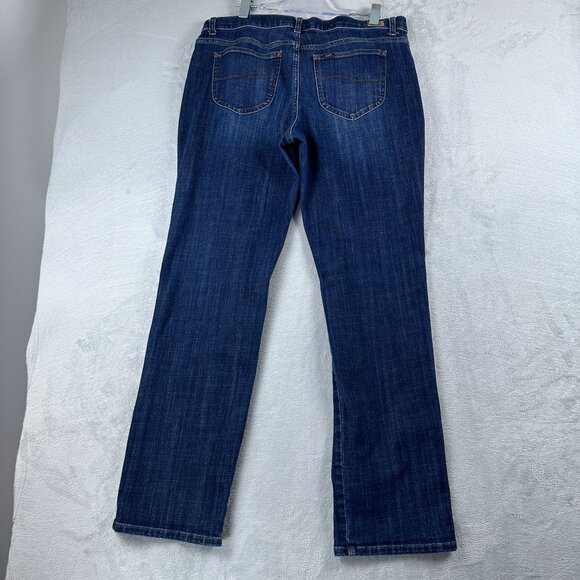 Lee Straight Leg Jeans Womens Size 16 Long Relaxed Fit Mid Rise Medium Wash Blue - Picture 2 of 12